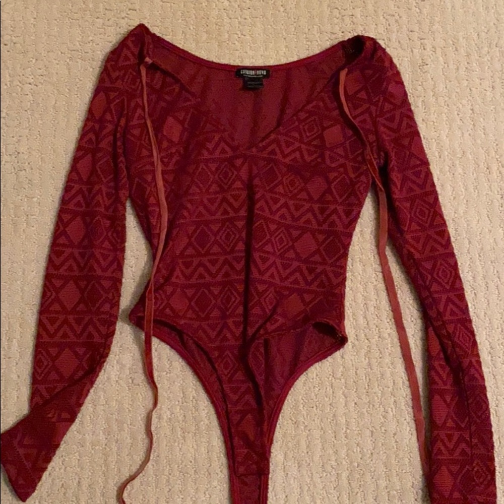 Burgundy body suit